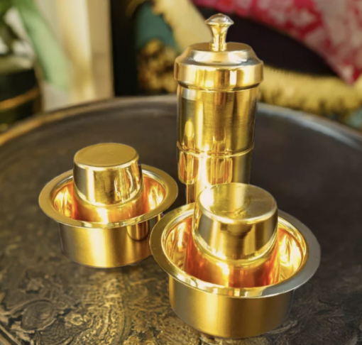 Pure Brass Medium Size Coffee Filter with Davara Tumbler